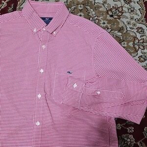 Vineyard Vines Mens Tucker Shirt Button Down Gingham Checkered Pink White Medium